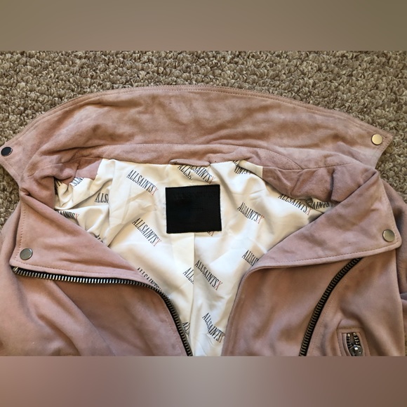 All Saints Leather Suede Dusty Rose Pink color Biker Jacket size M - Picture 13 of 15